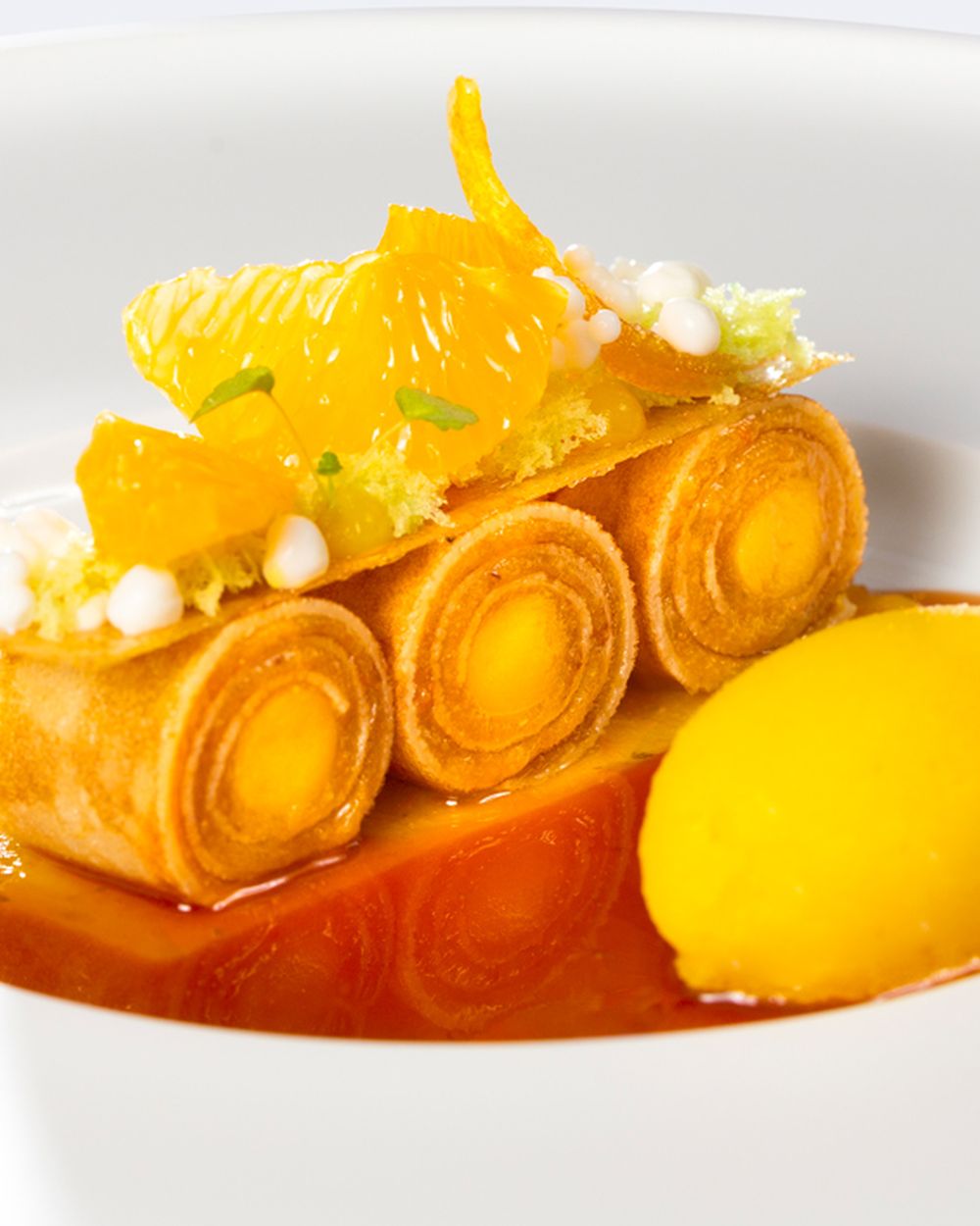 Reference image: a citrus dessert with sorbet
